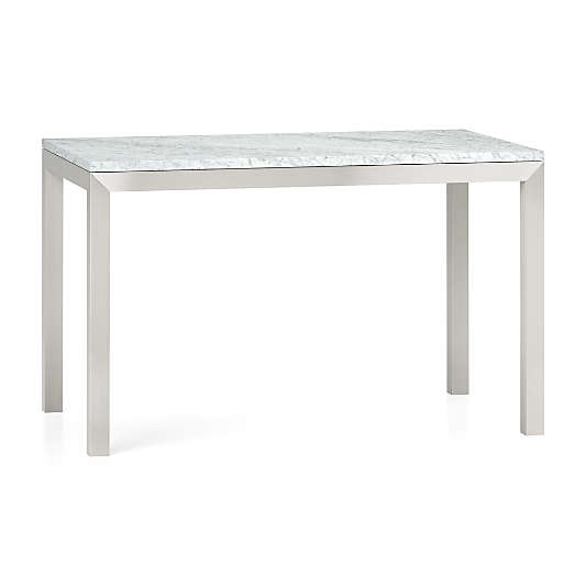 Parsons White Marble Top/ Stainless Steel Base 48x28 Dining Table